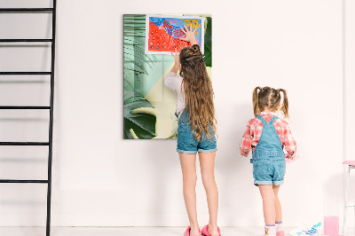 Pizarra magnética de pared con rotulador Collage verde de recuerdos con fotos