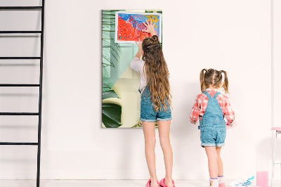 Pizarra magnética de pared con rotulador Collage verde de recuerdos con fotos