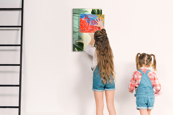 Pizarra magnética de pared con rotulador Collage verde de recuerdos con fotos