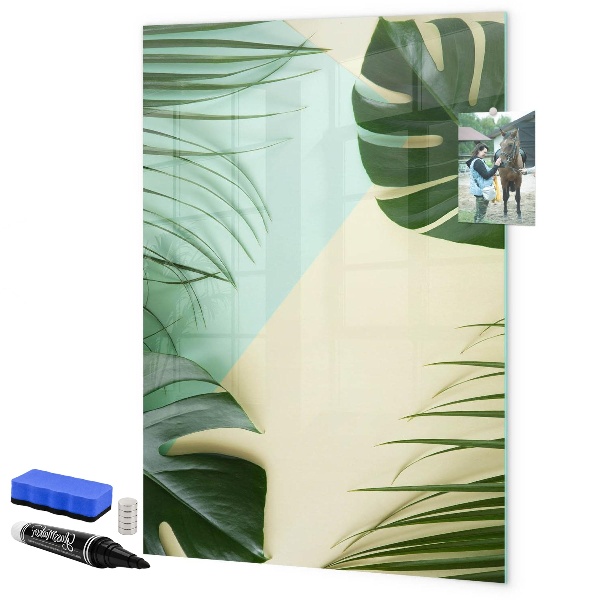 Pizarra magnética de pared con rotulador Collage verde de recuerdos con fotos