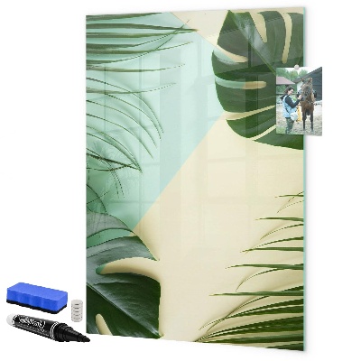 Pizarra magnética de pared con rotulador Collage verde de recuerdos con fotos