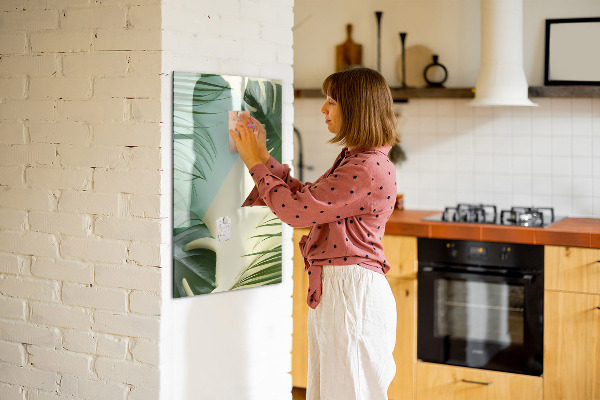 Pizarra magnética de pared con rotulador Collage verde de recuerdos con fotos