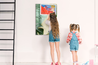 Pizarra magnética de pared con rotulador Collage verde de recuerdos con fotos
