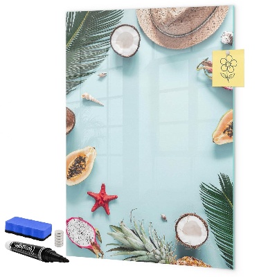 Pizarra magnética de pared con rotulador Recuerdos de verano al estilo tropical