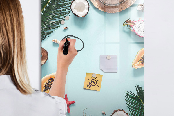 Pizarra magnética de pared con rotulador Recuerdos de verano al estilo tropical