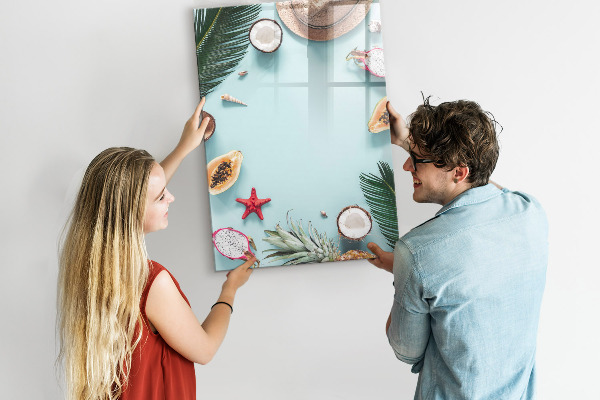 Pizarra magnética de pared con rotulador Recuerdos de verano al estilo tropical