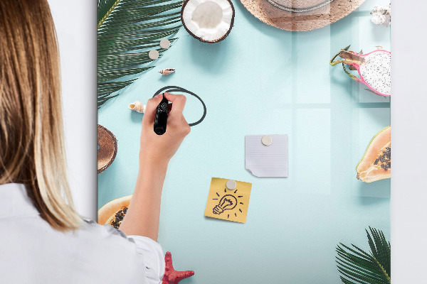 Pizarra magnética de pared con rotulador Recuerdos de verano al estilo tropical