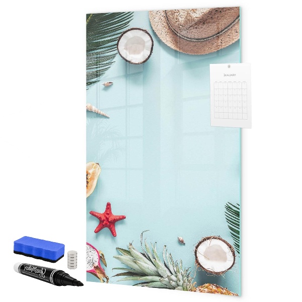 Pizarra magnética de pared con rotulador Recuerdos de verano al estilo tropical
