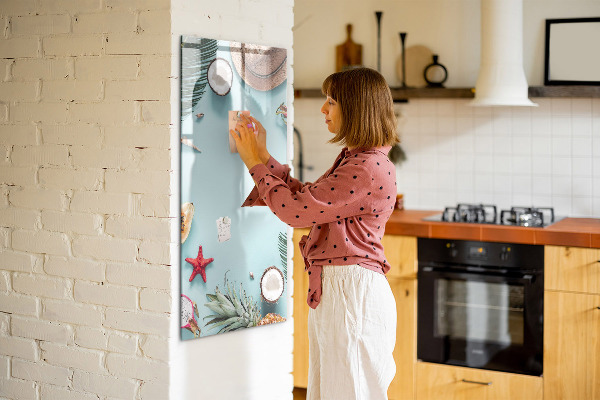 Pizarra magnética de pared con rotulador Recuerdos de verano al estilo tropical
