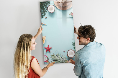 Pizarra magnética de pared con rotulador Recuerdos de verano al estilo tropical