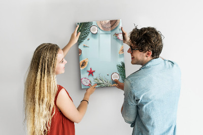 Pizarra magnética de pared con rotulador Recuerdos de verano al estilo tropical