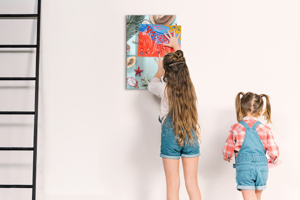 Pizarra magnética de pared con rotulador Recuerdos de verano al estilo tropical