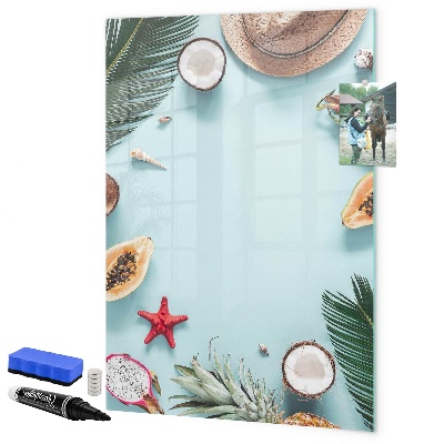 Pizarra magnética de pared con rotulador Recuerdos de verano al estilo tropical