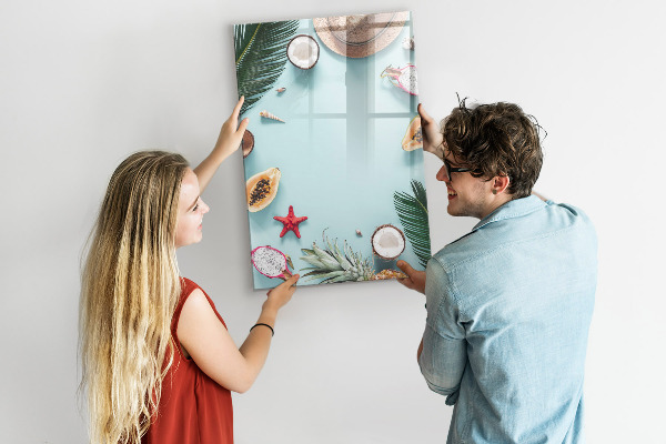 Pizarra magnética de pared con rotulador Recuerdos de verano al estilo tropical
