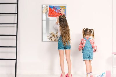 Pizarra magnética de pared con rotulador Elegante tablero fotográfico con plantas