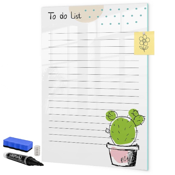 Pizarra magnética de pared con rotulador Una lista de tareas con un toque creativo.