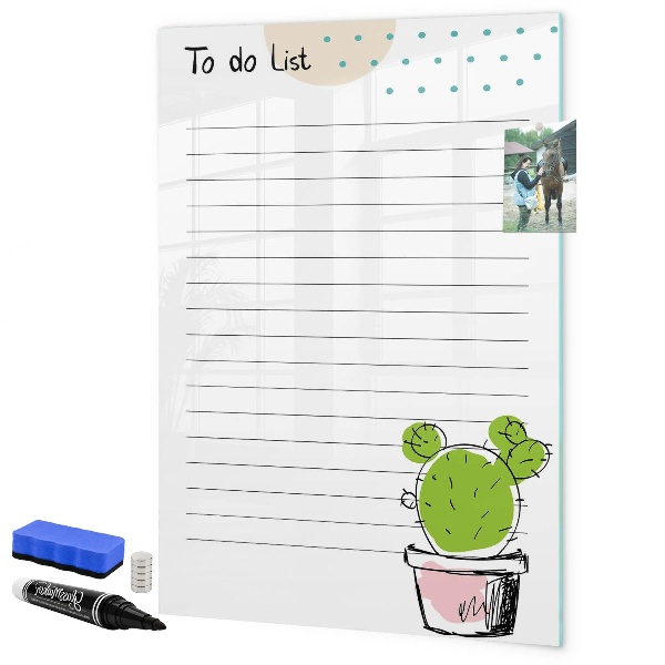 Pizarra magnética de pared con rotulador Una lista de tareas con un toque creativo.