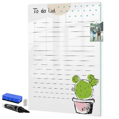 Pizarra magnética de pared con rotulador Una lista de tareas con un toque creativo.