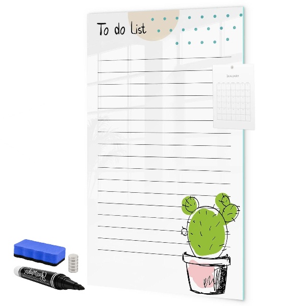 Pizarra magnética de pared con rotulador Una lista de tareas con un toque creativo.