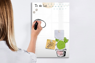Pizarra magnética de pared con rotulador Una lista de tareas con un toque creativo.