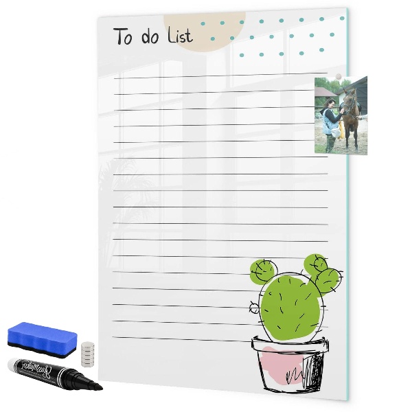 Pizarra magnética de pared con rotulador Una lista de tareas con un toque creativo.