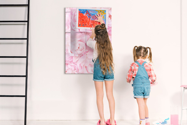 Pizarra magnética de pared con rotulador Motivo floral con espacio para fotos