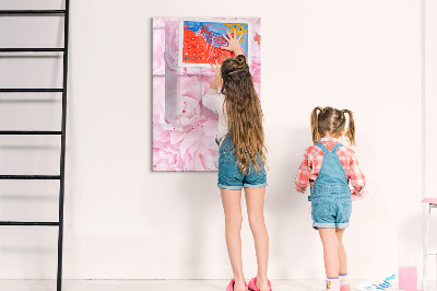 Pizarra magnética de pared con rotulador Motivo floral con espacio para fotos