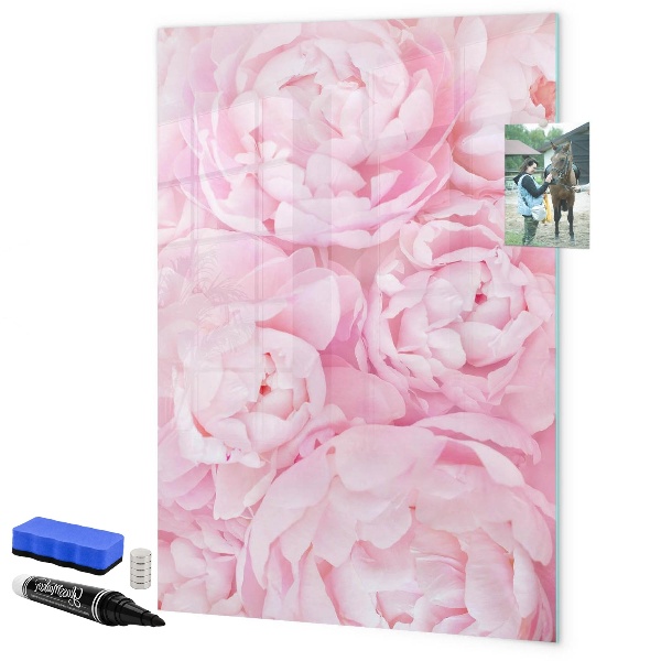 Pizarra magnética de pared con rotulador Motivo floral con espacio para fotos