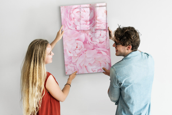 Pizarra magnética de pared con rotulador Motivo floral con espacio para fotos