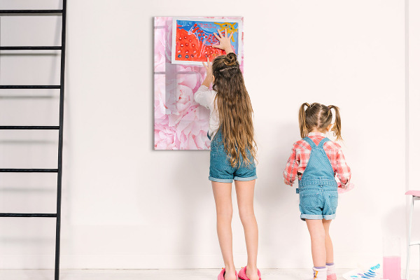 Pizarra magnética de pared con rotulador Motivo floral con espacio para fotos
