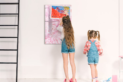 Pizarra magnética de pared con rotulador Motivo floral con espacio para fotos