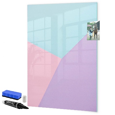 Pizarra borrable de cristal con imanes Un tablero colorido para notas y fotos.