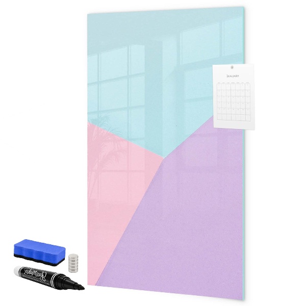 Pizarra borrable de cristal con imanes Un tablero colorido para notas y fotos.