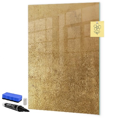 Pizarra borrable de cristal con imanes Tablero dorado para fotos y notas.