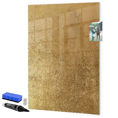 Pizarra borrable de cristal con imanes Tablero dorado para fotos y notas.