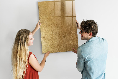Pizarra borrable de cristal con imanes Tablero dorado para fotos y notas.