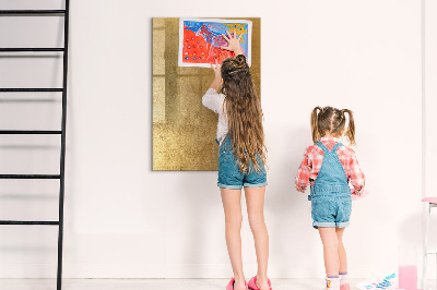 Pizarra borrable de cristal con imanes Tablero dorado para fotos y notas.