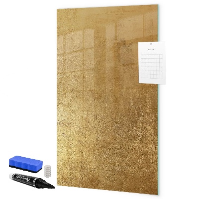 Pizarra borrable de cristal con imanes Tablero dorado para fotos y notas.
