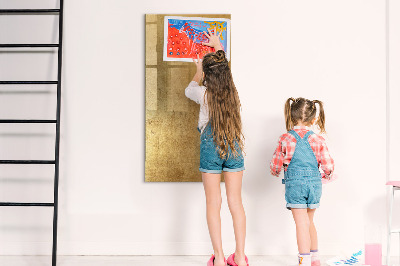 Pizarra borrable de cristal con imanes Tablero dorado para fotos y notas.