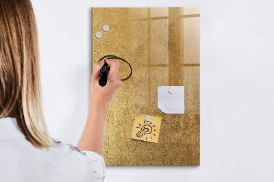Pizarra borrable de cristal con imanes Tablero dorado para fotos y notas.