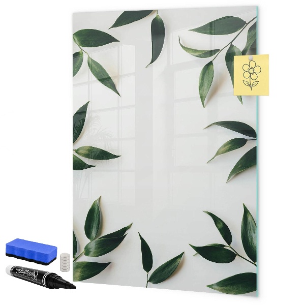 Pizarra borrable de cristal con imanes Tablero verde para fotos y notas.