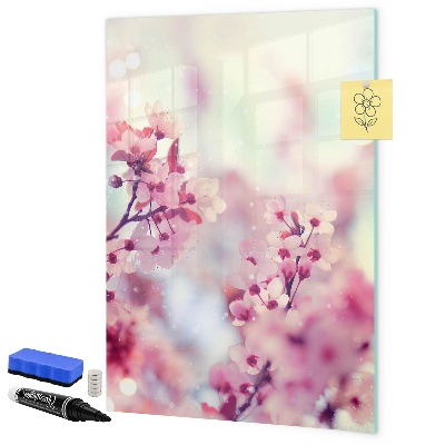 Pizarra magnética de pared con rotulador Motivo floral con espacio para fotos