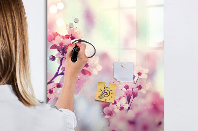 Pizarra magnética de pared con rotulador Motivo floral con espacio para fotos