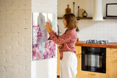 Pizarra magnética de pared con rotulador Motivo floral con espacio para fotos