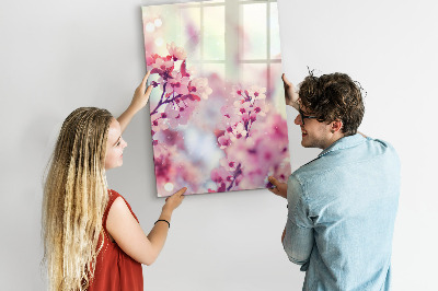 Pizarra magnética de pared con rotulador Motivo floral con espacio para fotos