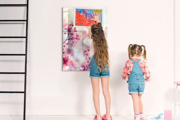 Pizarra magnética de pared con rotulador Motivo floral con espacio para fotos