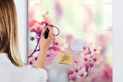 Pizarra magnética de pared con rotulador Motivo floral con espacio para fotos
