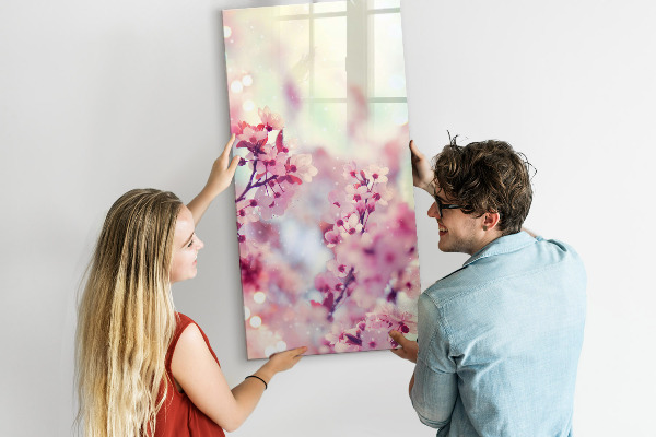 Pizarra magnética de pared con rotulador Motivo floral con espacio para fotos