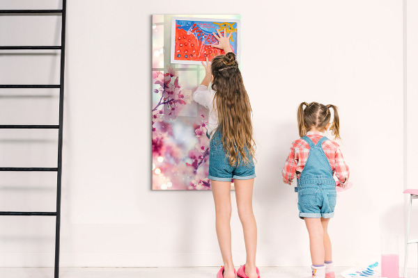 Pizarra magnética de pared con rotulador Motivo floral con espacio para fotos