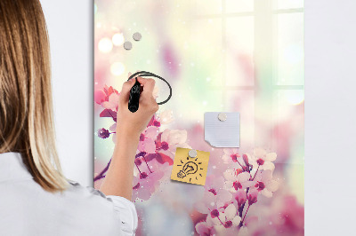 Pizarra magnética de pared con rotulador Motivo floral con espacio para fotos